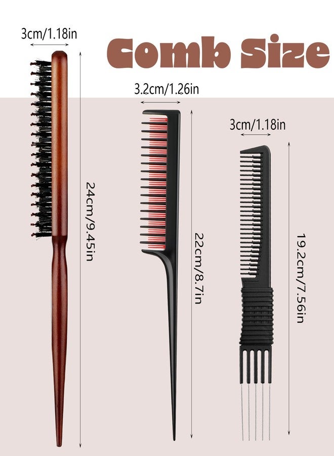 ValueBargain Teasing Combs for Women, 3 Pcs Hair Teasing Comb, Teaser Comb for Women Fine Hair, Slick Back, Volume, Backcombing - Image 4
